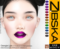 Zibska Evo X ~ Georgie Lips in 12 colors with 2 transparencies with tattoo and universal tattoo BOM