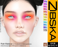 Zibska Evo X ~ Riah Makeup in 12 colors in 2 transparencies with tattoo and universal tattoo BOM layers