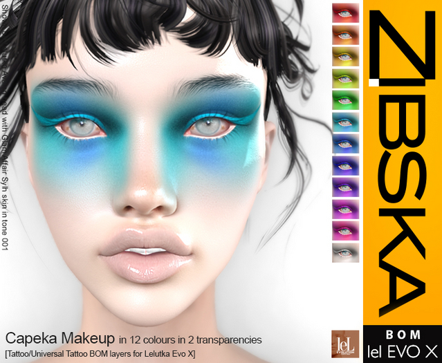 Zibska Evo X ~ Capeka Makeup in 12 colors in 2 transparencies