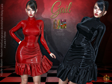 Gail, Latex Midi Ruffle Dress, PBR , Latex, Fatpack