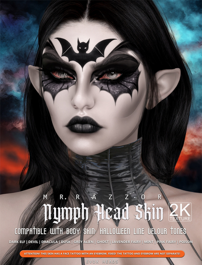 [MR] Nymph Head Skin  - GREY ALIEN (VELOUR)