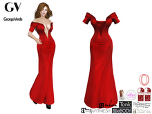 GV21858 Off Shoulder Deep Cleavage Gown Dress FITMESH