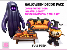 Halloween Decor Creator Pack Full Perm – Fantasy Sofa, Inflatable Ghost, Pumpkin Witch Toy & Table Set (Colorful, 4 u.)