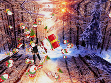 Christmas tree with little Santa Clauses poofer