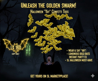 Golden Bat Swarm 'Yay' Confetti Toss | SL Halloween Sale Wearable FX