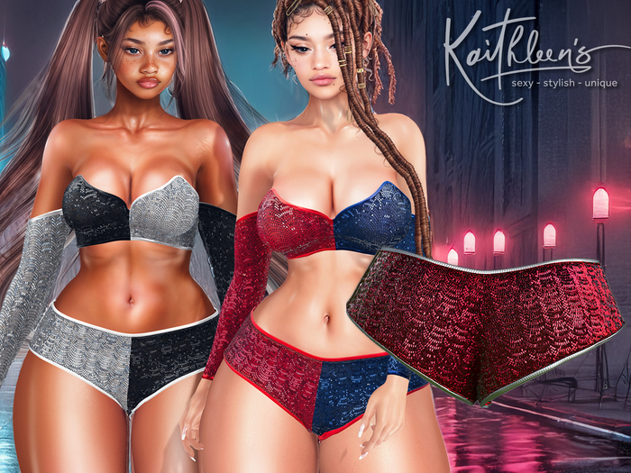 Kaithleen's Sparkle Punk Shorts - Red