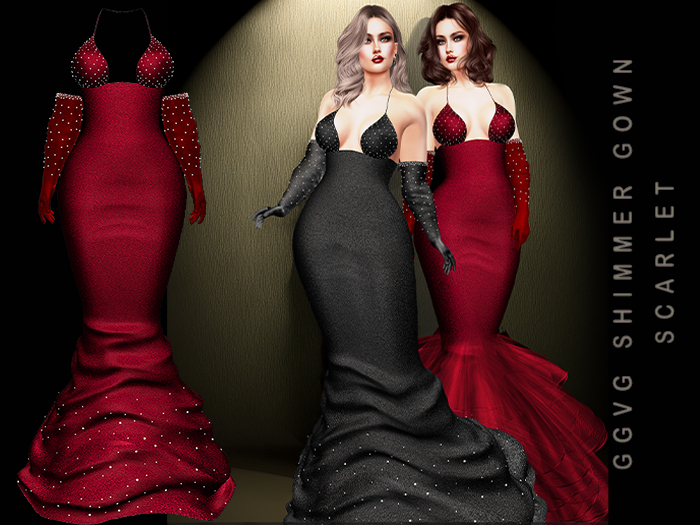 GGVG SHIMMER GOWN SCARLET