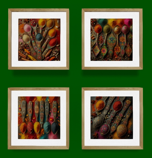 Indian Spices (Set of 4 Framed Art)