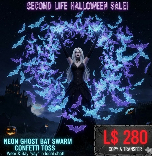 Neon Rave Bat Swarm 'Yay' Confetti Toss