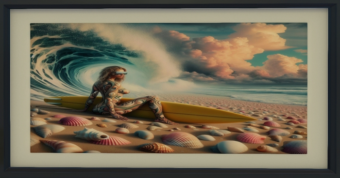 Surfer Babe Framed Original Art