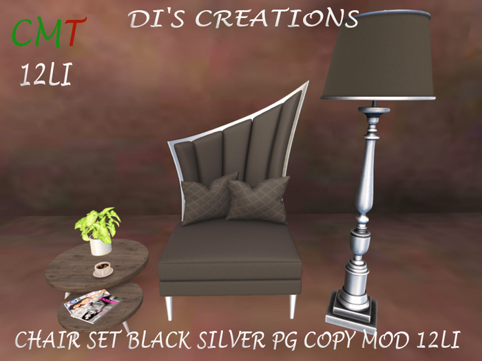CHAIR SET BLACK SILVER PG