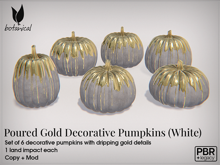 Poured Gold Decorative Pumpkins (White)