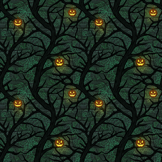 Halloween Pumpkins and Spider Web Wall Texture