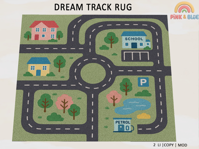 (Pink & Blue) Dream Track Rug