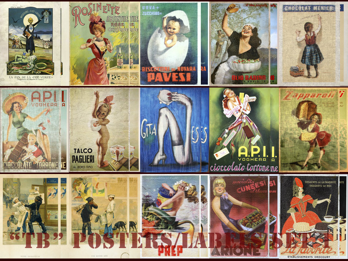 Twice Baked distressed poster/labels set 1