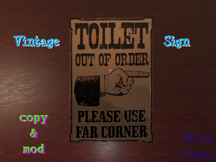 VTG Out Of Order Toilet Sign