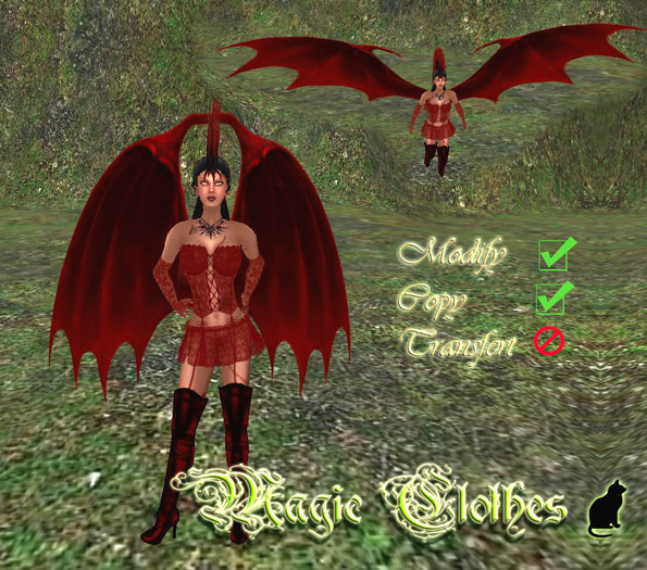 magic clothes red vampire wings