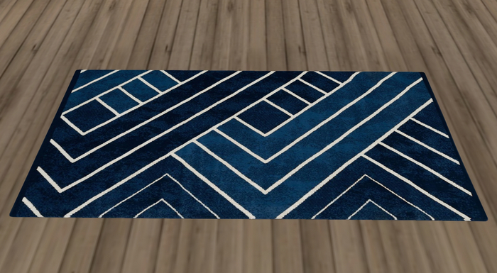 Blue & Creme Deco Runner Rug