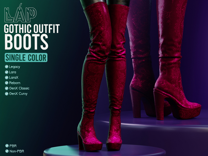 Gothic Outfit Boots by LAP (Pink)