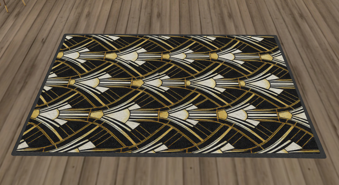 Black & Gold Deco Towers Area Rug