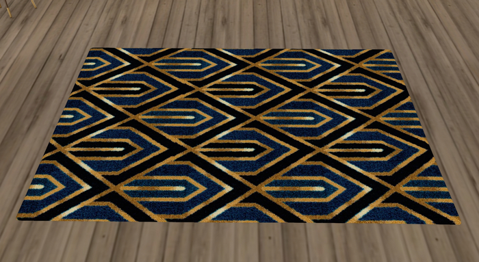 Navy & Gold Deco Patterned Rug