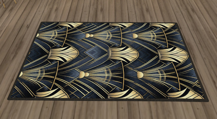 Navy & Gold Deco Area Rug