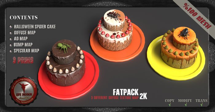 Second Life Marketplace - (Efe Design) Halloween Spider Cake Fatpack ...