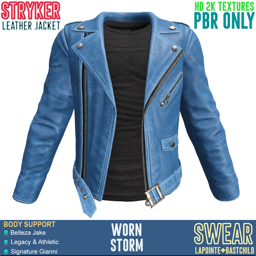 Leather Jacket - Stryker - PBR WORN STORM