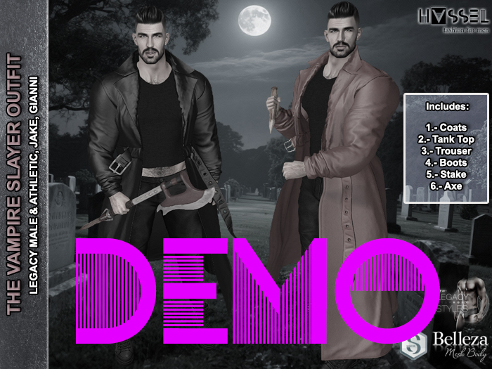 (HASSEL) DEMO BUFFY INSPIRED MEN'S VAMPIRE SLAYER OUTFIT LEGACY MALE & ATHLETIC, JAKE, GIANNI 492 HALLOWEEN COSTUME