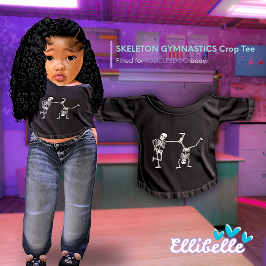ELLIBELLE - TD - SKELETON GYMNASTICS Crop Tee