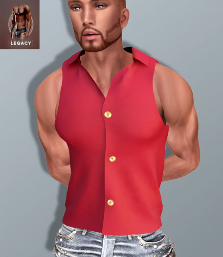 Brutal Buttoned Sleeveless Red Legacy Male