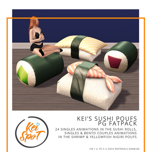 Kei's Sushi Poufs PG Fatpack