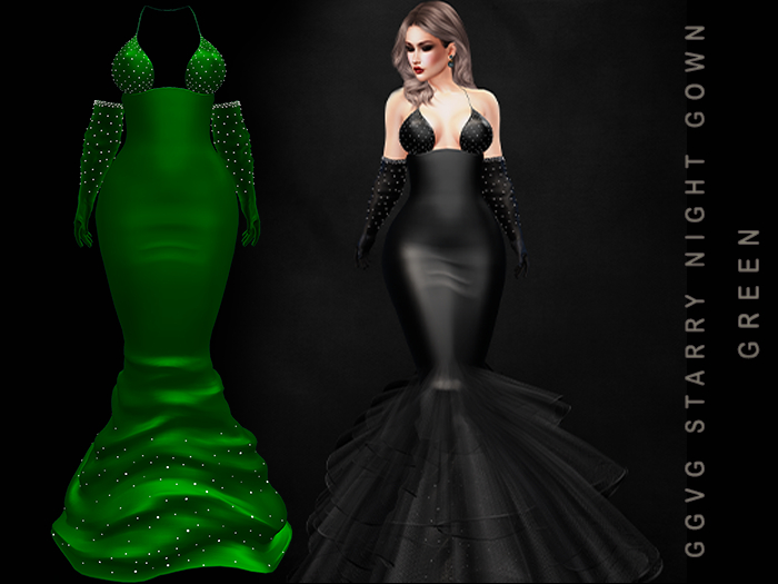 GGVG STARRY NIGHT GOWN GREEN