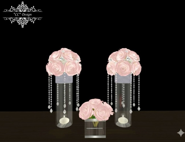 *CC* Wedding Rose Glass Vase Pink