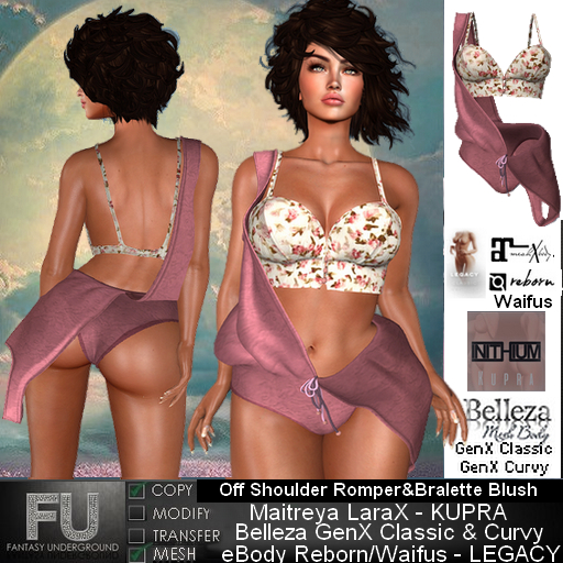 Off Shoulder Romper & Bralette Blush Legacy Kupra Maitreya LaraX eBody Reborn Waifu Belleza GenX Classic Curvy