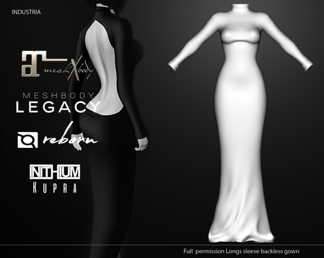 INDUSTRIA : Long Sleeve Backless Dress FP