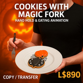 Halloween Cookies with Magic Fork – Hand Hold & Eating Animation Treat | Realistic Baked Good Prop | Copy/Transfer | 