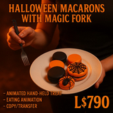 Halloween Macarons with Magic Fork – Animated Hand-Held Treat with Eating Animation | Jubaerk Store | Copy/Transfer