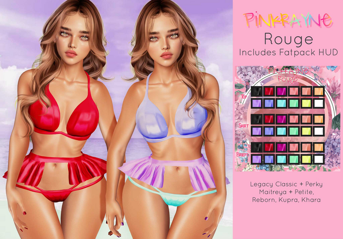 PinkRayne Rouge Outfit with 12 colour HUD DEMO