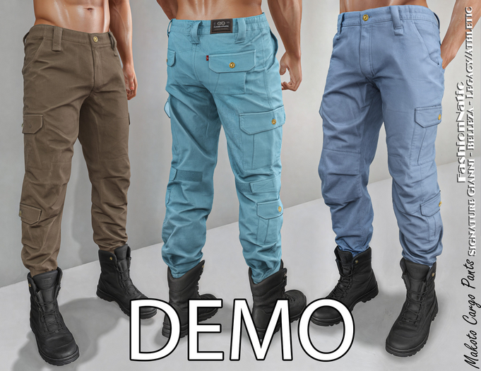 Demo Pants Makoto Cargo Men's Fatpack Colors - Signature Gianni, Belleza Jake, Legacy, Athletic - FashionNatic