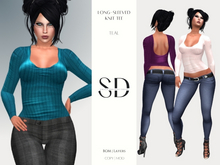 Long-Sleeved Knit Tee – Teal – BOM|Layers|Omega – Sweet Distractions