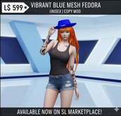  "Vibrant Blue Fedora Hat | Unisex Mesh Accessory for Second Life | Copy Mod SL"  Product Cowboy Hat