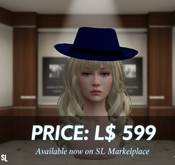 Sophisticated Navy Blue Mesh Fedora | Unisex SL Style Hat | Copy Mod Perms