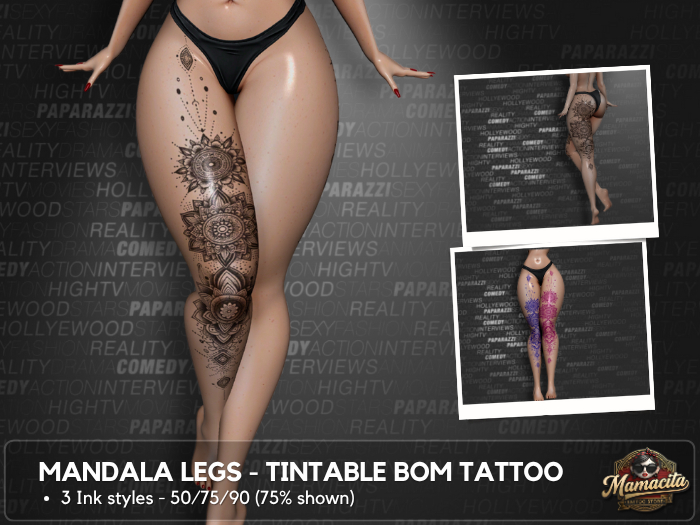  Mandala Single or Double Leg Tattoo