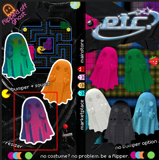 etc - flipped off ghost  - purple + pink