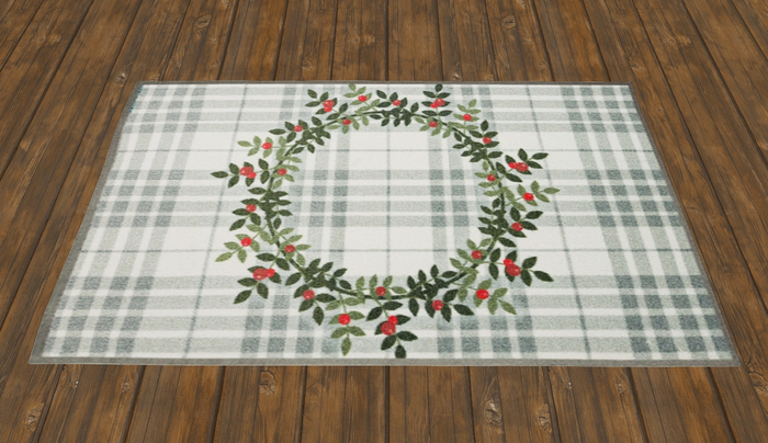 Plaid Wreath Christmas Rug