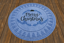 Blue Round Christmas Rug