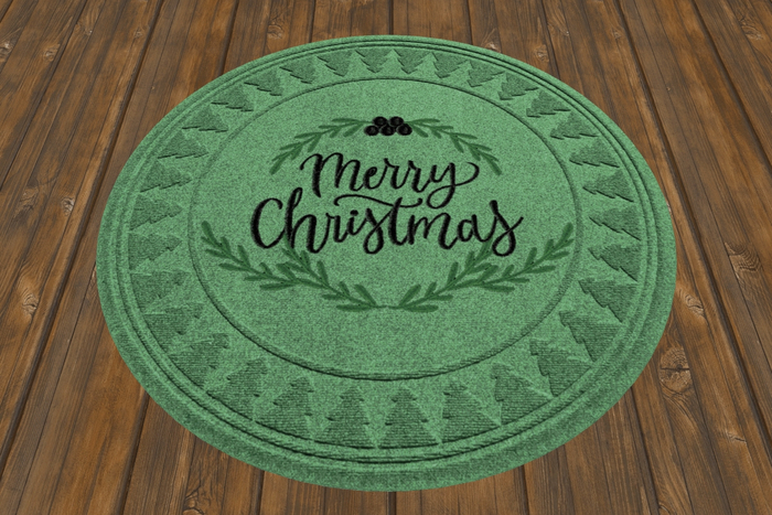 Green Round Christmas Rug