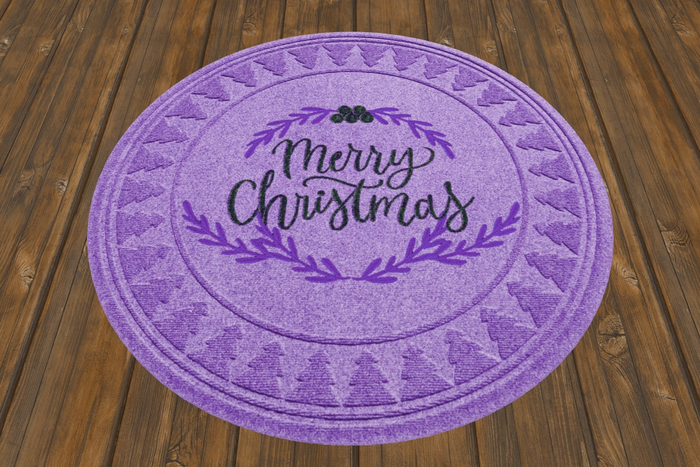 Lavendar Round Christmas Rug