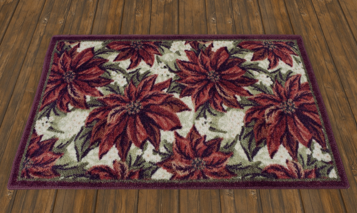 Poinsettia Flower Christmas Rug